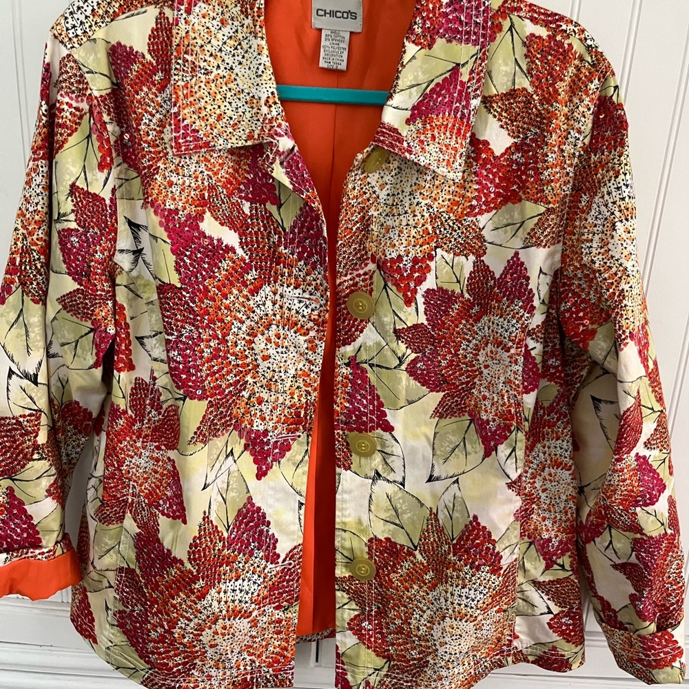 Chico's Multicolor Floral Jacket